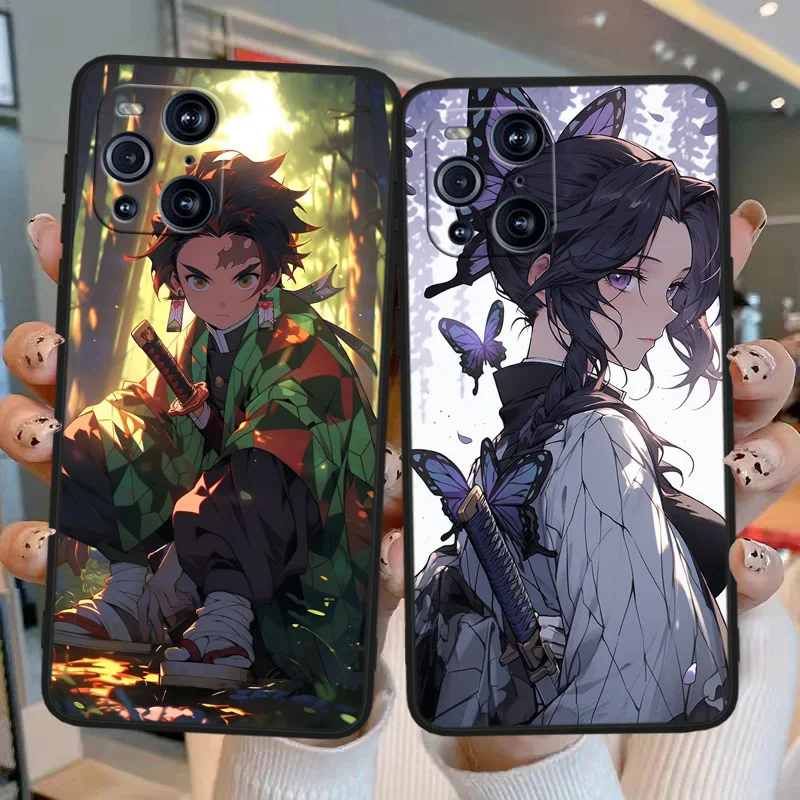 Demon Slayer Black Phone Case For OPPO Find X2 X3 X5 Reno 5 6 7 8 10 11 Lite Neo Pro Plus 4G 5G Funda Soft Cover Shell Capa