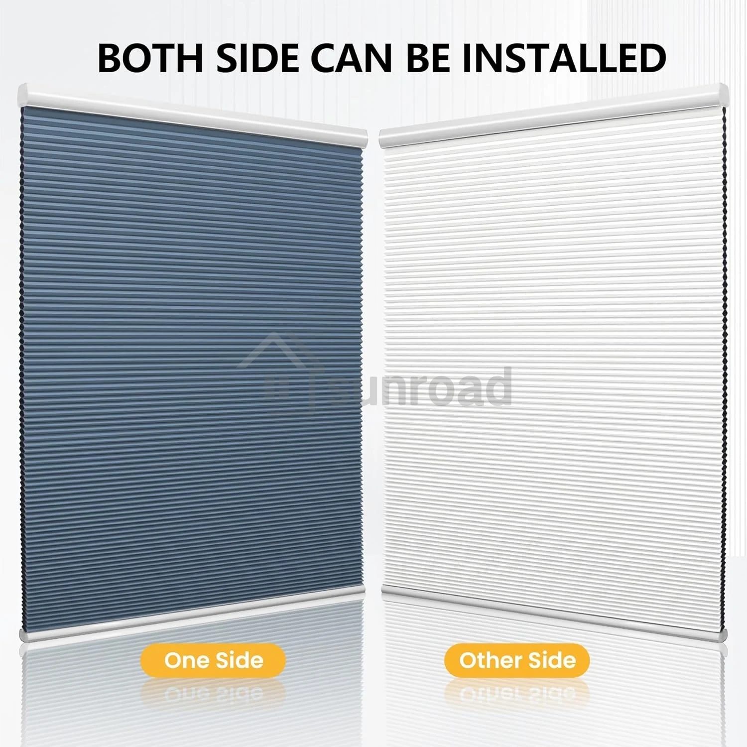 Custom-made Sunroad Blackout Honeycomb Shades, Cordless Window Blinds for Bedroom, Cellular Door and Window Shades