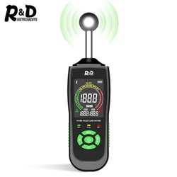 R&D MT68 Digitales Holzfeuchtemessgerät, berührungsloser Holzfeuchtigkeitsdetektor, LCD-Bildschirm, Hygrometer, Alarm, Feuchtigkeitstester, Pinless Detect