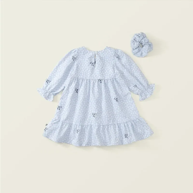 Kinder Mädchenkleid RAISE Herbst Schleife Blumendruck Kinder Mädchen Prinzessinnenkleid Rundhals 2-8 Jahre Mädchen Langarmkleid Haarband – Detail 18