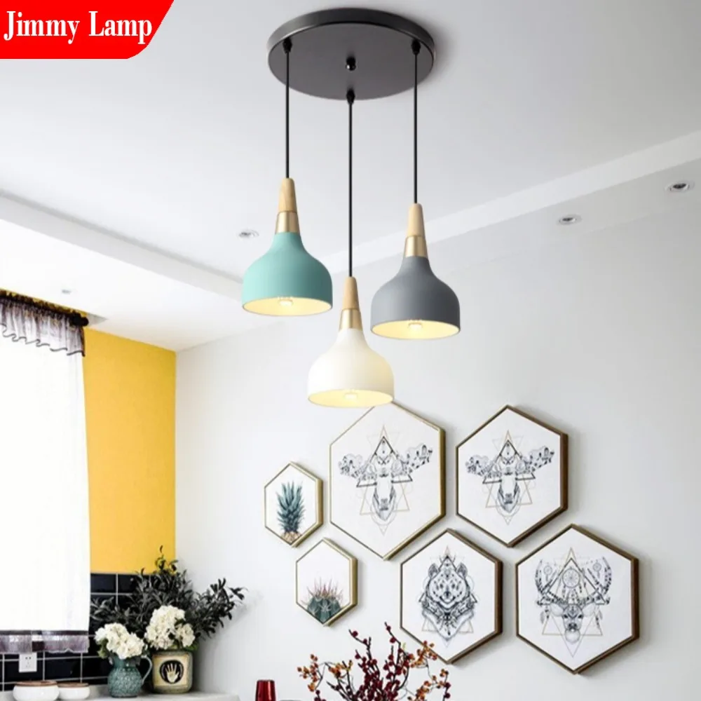 

Nordic Ins Macaron E27 LED Creative Pendant Light Hallway Lights Bedroom Living Room Bedroom Bedside Lamp Decor Lighting
