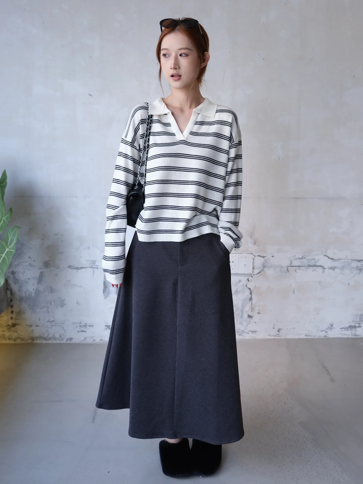 

Юбка А-силуэта с высокой талией для женщин, из шерстяного материала, для офиса, стройнящая, длинная, из полиэфирного волокна, без эластана