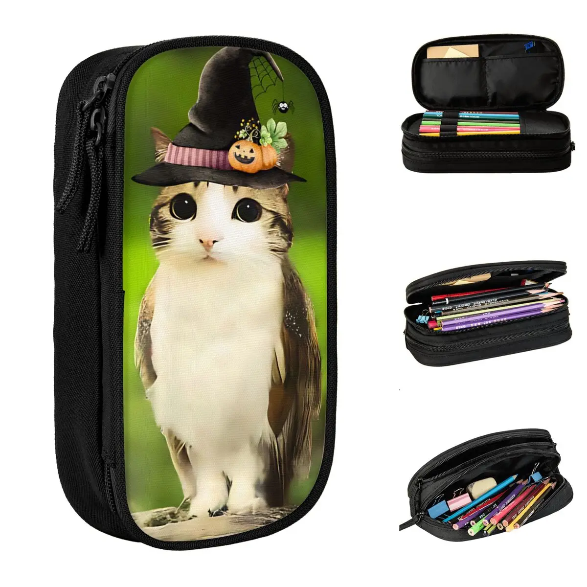 

Cute Meowl Wizard Cat Owl Pencil Case Pencilcases Pen Box for Girl Boy Large Storage Bags Students School Cosmetic Stationery