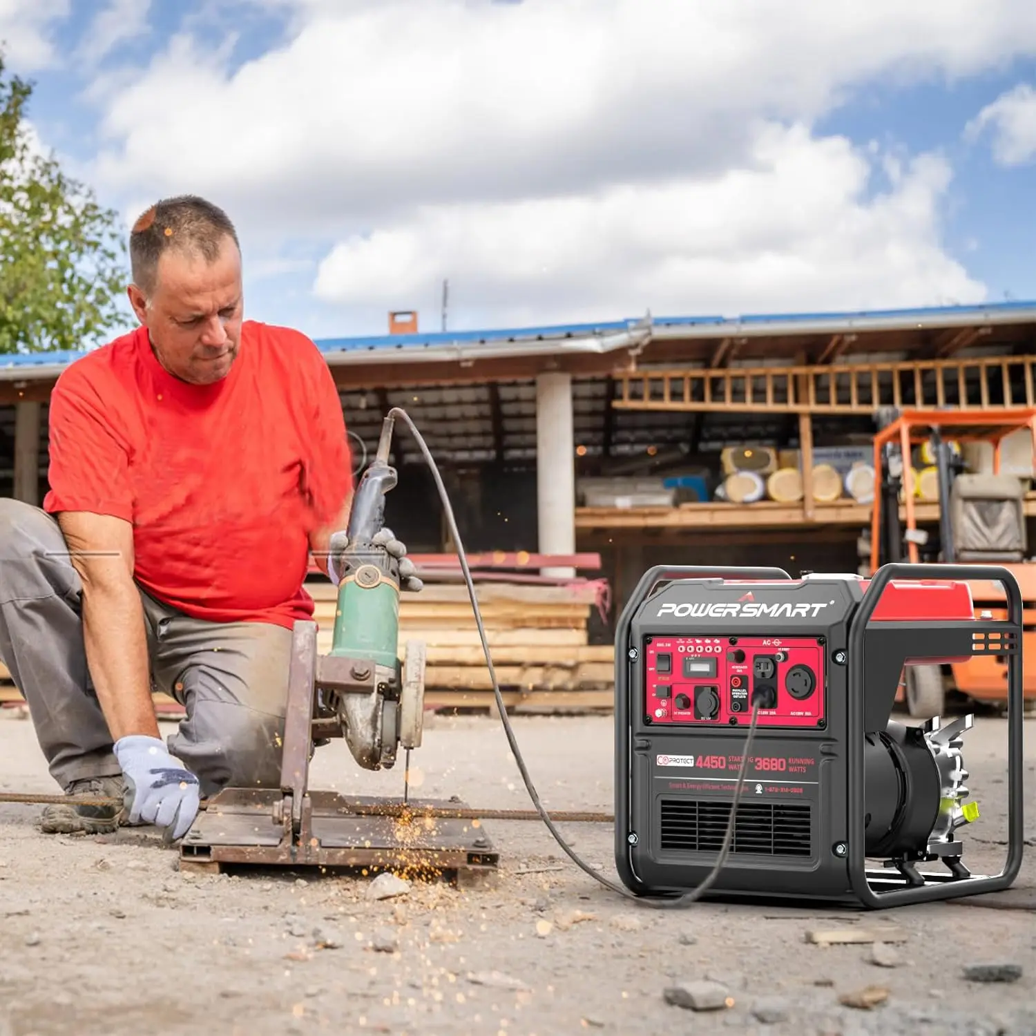 4450-Watt Gas Powered Portable Generator with Inverter Technology, CO Sensor, RV Ready 30A Outlet, Lightweight & Quiet Generator