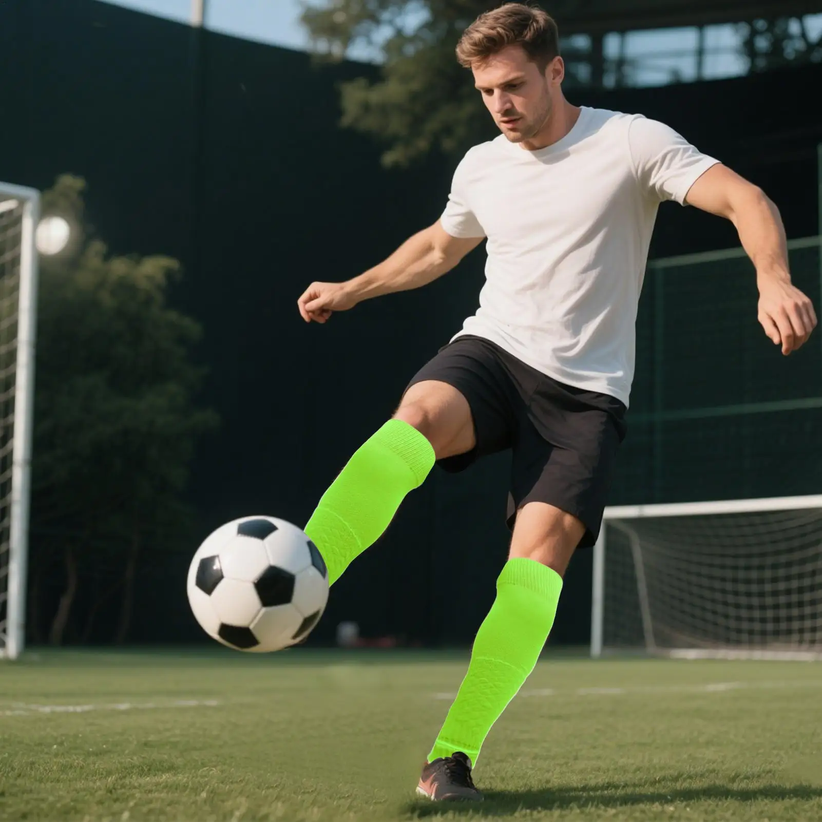 ถุงเท้าฟุตบอลสําหรับเด็กถุงเท้ากีฬาถุงเท้าเข่าBreathable Moisture-Wickingป้องกันฟุตบอลเกียร์กีฬาGuardsสําหรับชายหญิง