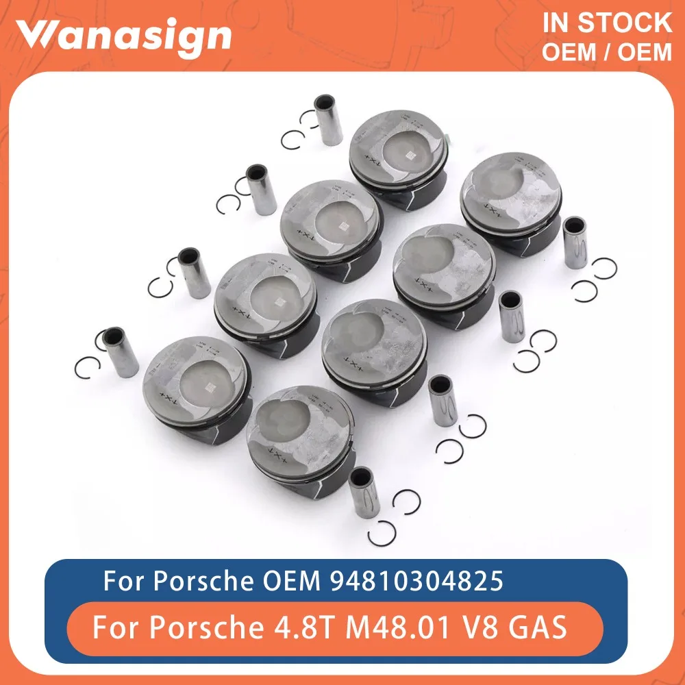 

8x Engine Φ96mm Piston & Ring Set STD Fit 4.8 L For Porsche Cayenne Panamera 9PA 970 4.8L M48.01 V8 GAS 08-13 94810304568
