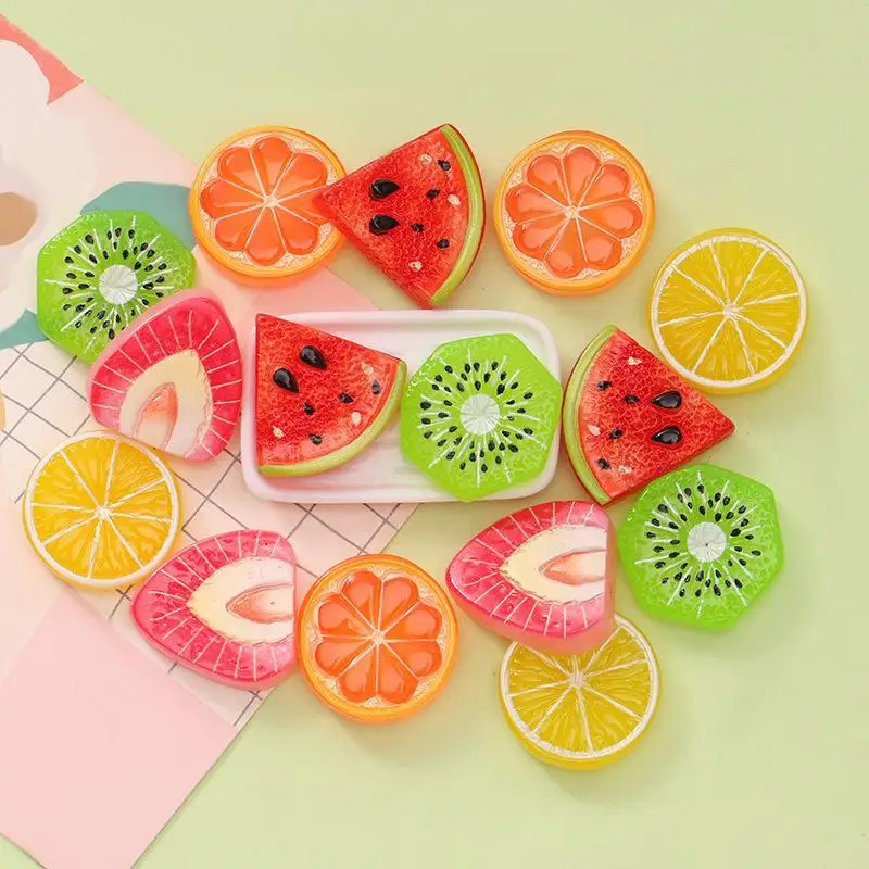 10pc Resin Mixed Fruit Craft Strawberry Lemon Watermelon DIY Scrapbook Wedding Decor Jewelry Accessories Premium Quality Durabl