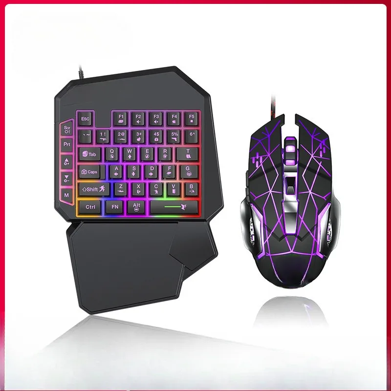 EOENKK TF900 One-handed Game Keyboard Throne Left Hand Keypad Mobile Phone Eat Chicken One-handed Keyboard Mouse Set