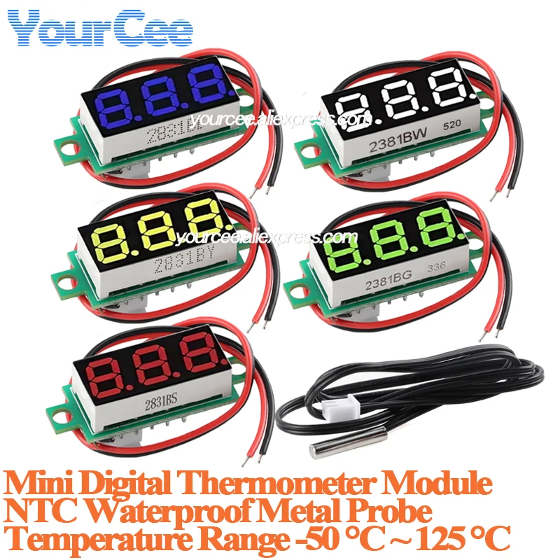 2pcs/1pc Mini digital thermometer module NTC waterproof metal probe temperature range -50 ℃ ~ 125 ℃