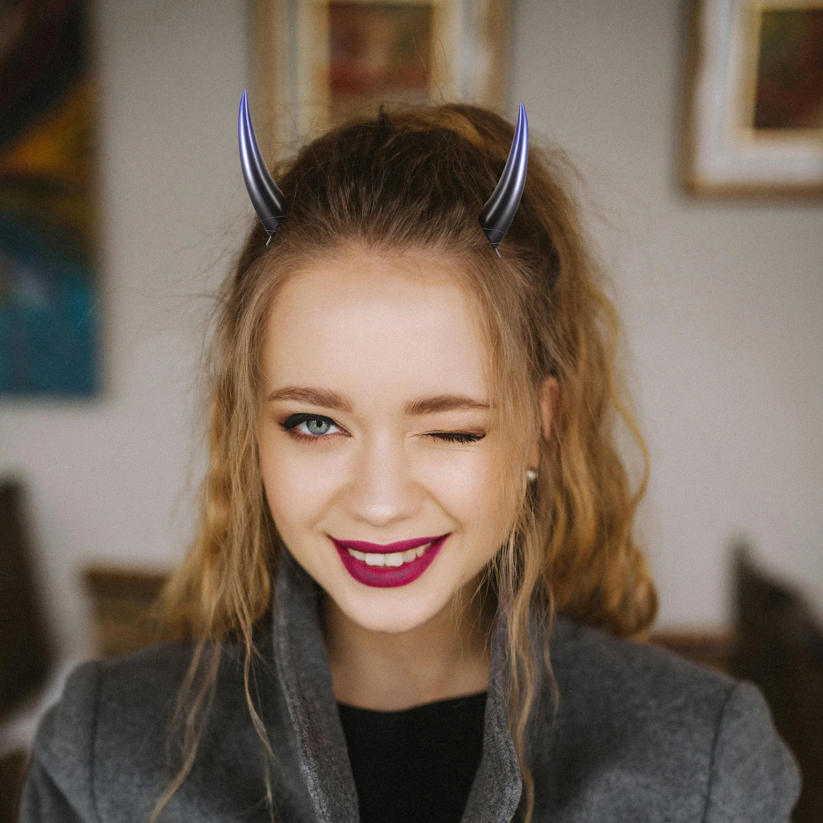 

Пара заколок-рогов дьявола, готические аксессуары для волос на Хэллоуин, заколки-рога для женщин, реквизит для косплея, декор для фестивальных костюмов