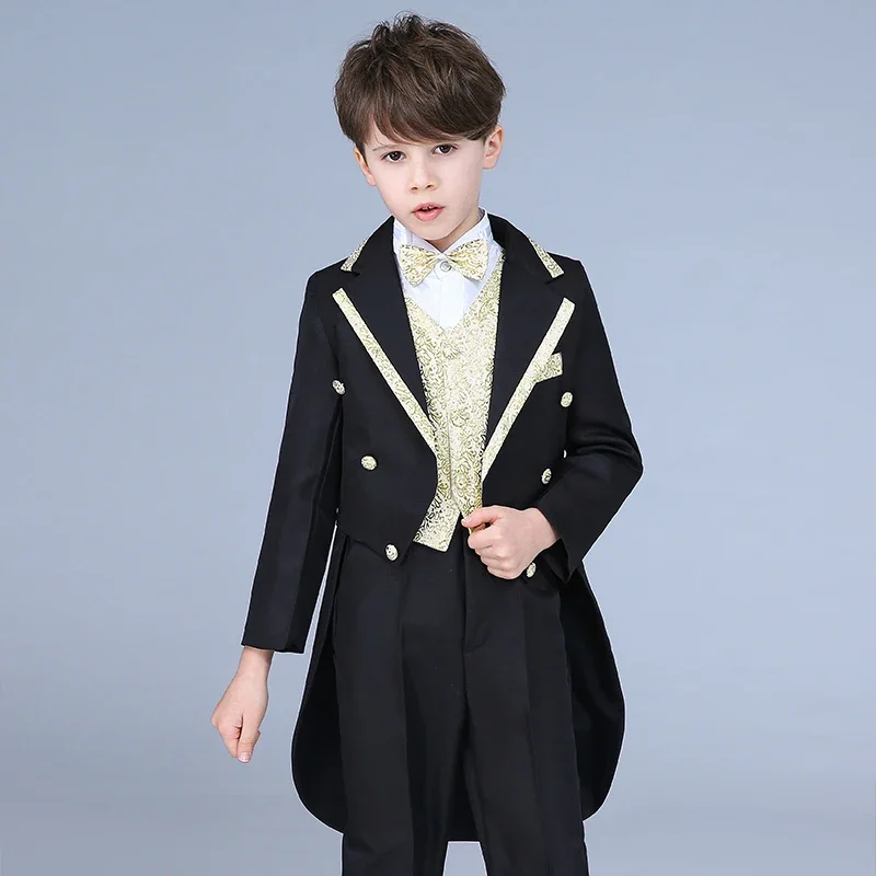 Büyük erkek, gençlik ve çocuklar için bahar yüksek kaliteli Tailcoat, çocuklar için resmi Tailcoat, parlak parti performans giyim