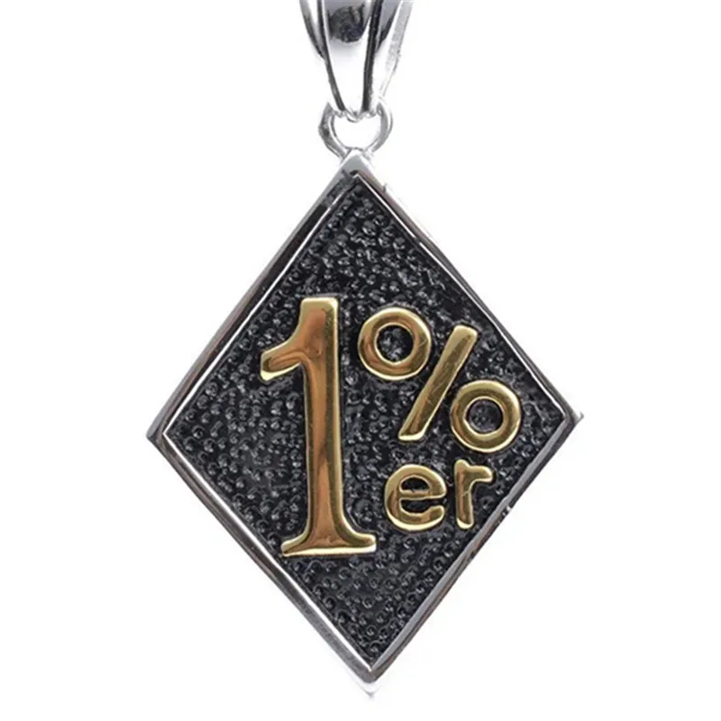 Men Silver color 316L Stainless Steel 1%ER Motorcycle Club Biker Pendant Men\'s Jewelry