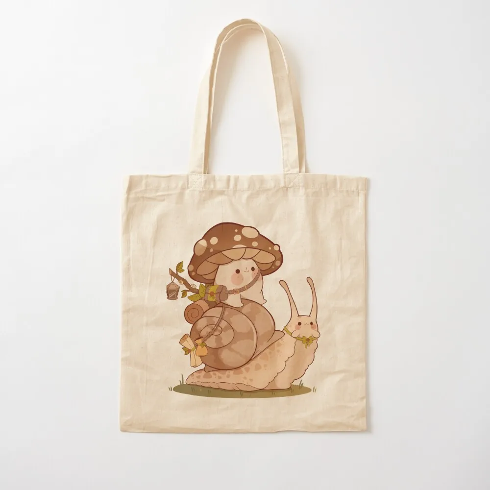 

Cute mushroom and snail friend Tote Bag Woman shopper bag university shopper bag Canvas Tote