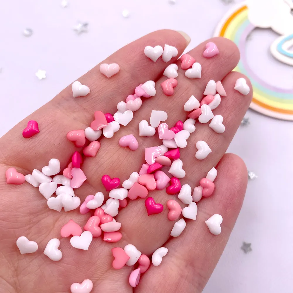 200Pcs Mix 5mm Pink Rose White Heart LOVE Nail Art Flat back Rhinestone Bead Scrapbook DIY Manicures Applique Accessories Crafts