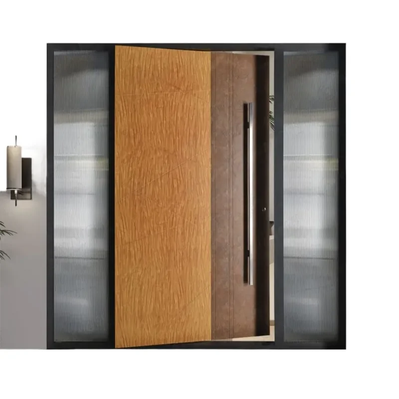 Factory Direct High End Soundproof Anti Theft Cast Aluminum Off Axis Door Customized Aluminum Plate Villa Entrance System