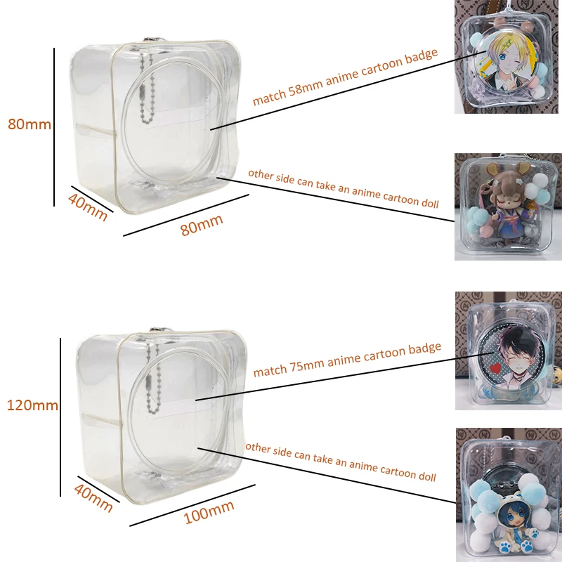 Clear Mini Outdoor Bag Transparent Kawaii Doll Pouch Organizer For Japanese Anime Button Cartoon Badge DIY Figure Nendoroid Toys