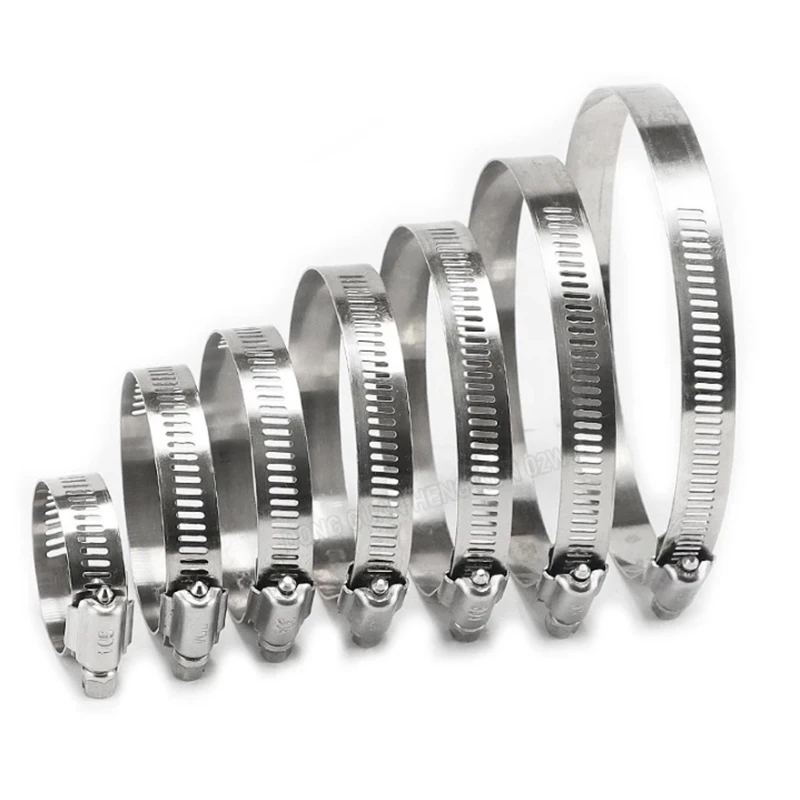 2 Pcs Stainless Steel Hose Clamp Adjustable Drive Hose Clamp Fuel Line Worm Size Clip Hoop Clamp Fixed Clamp