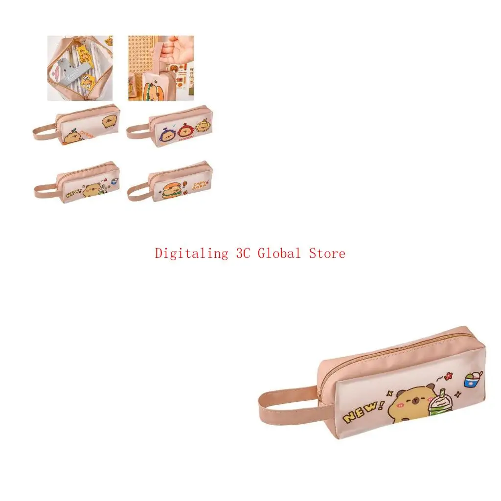 Water Resistant PU Pen Pouches with Handle Portable Pen Organizers Storage Bag