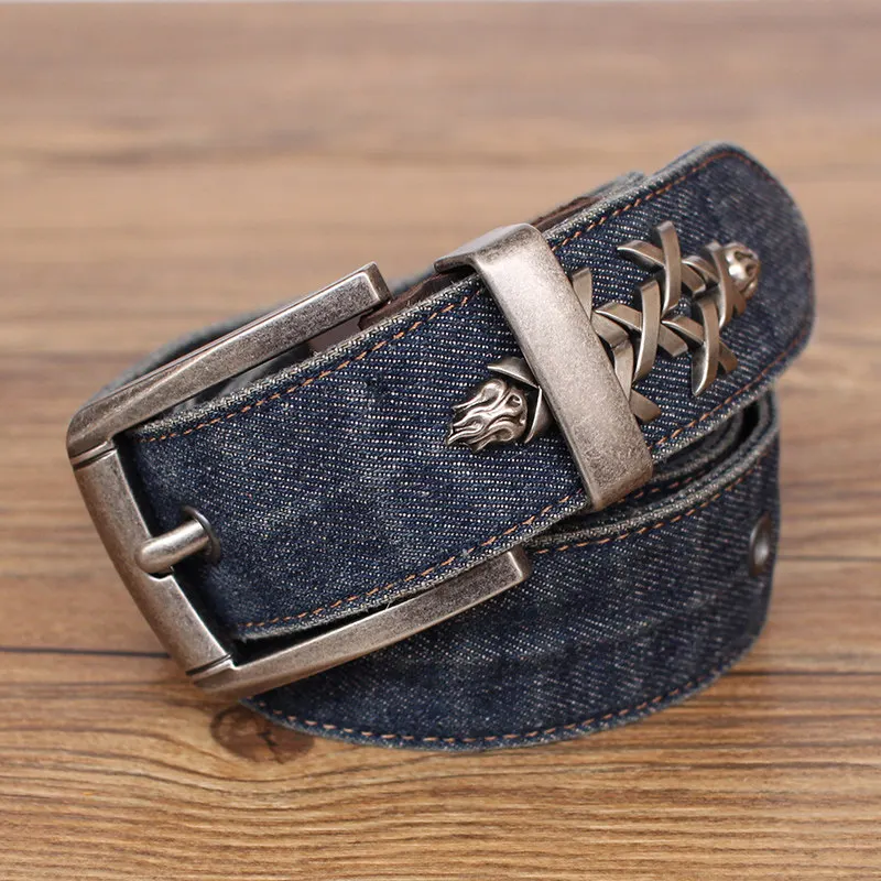 Unisex Western Cowboy Studded Denim Belt for Men Women Punk Rock Rivet Belt Adjustable Pin Buckle Casual Jeans Waist Belt