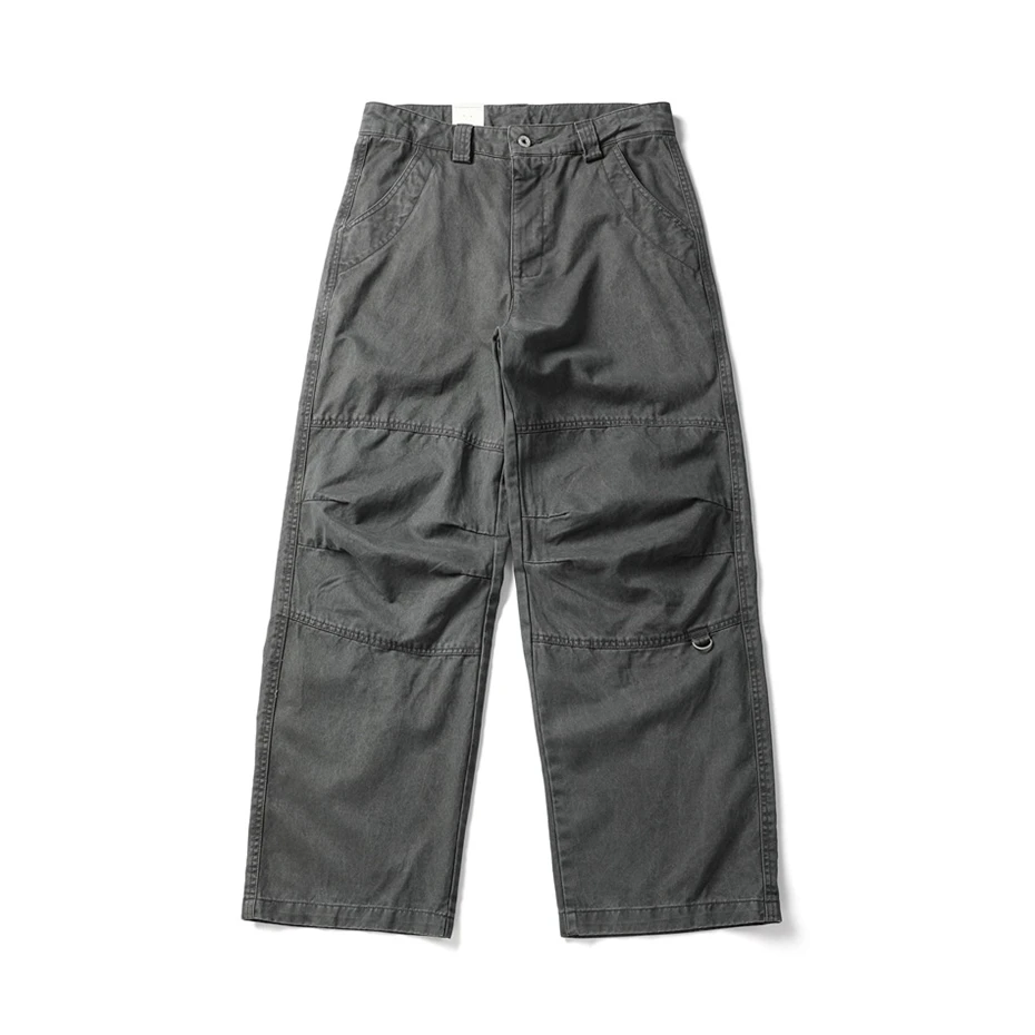Mens Patchwork Pleated Pants Cotton Casual Cargo Pant Men Streetwear Wide Leg Function Paratrooper Pants Cityboy Baggy Trouser