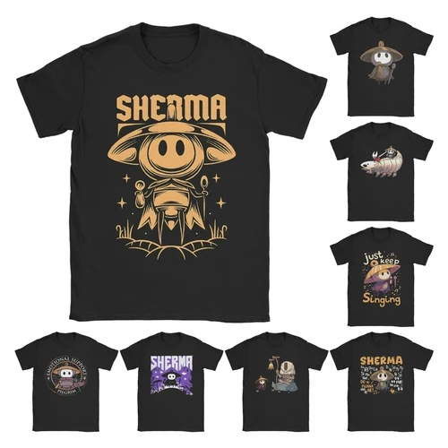 Camisetas para hombre Hollow Knight Silksong Sherma Vintage 100% camisetas de algodón camisetas de manga corta ropa de cuello redondo regalo