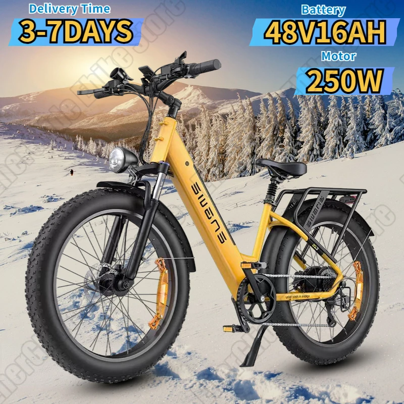 E26 ST Electric Bike 250W Powerful Motor 48V16AH Lithium Battery Hydraulic Brake E-Bicycle 26*4.0 in Fat Tire Aldult Snow E-bike