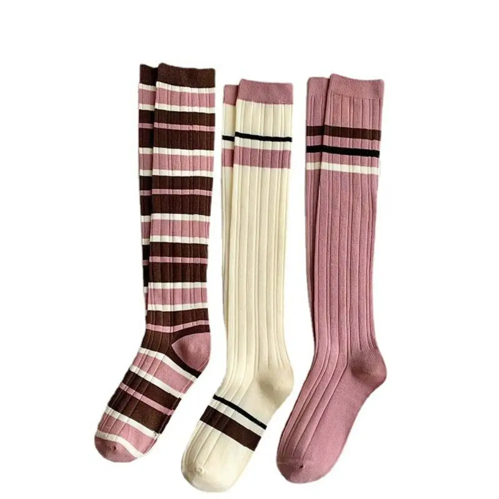 Elegant Stripe Stripe High Tube Socks About Knee High Rose Red Series Long Tube Stockings Sports Elastic Girl Golf Socks Lady