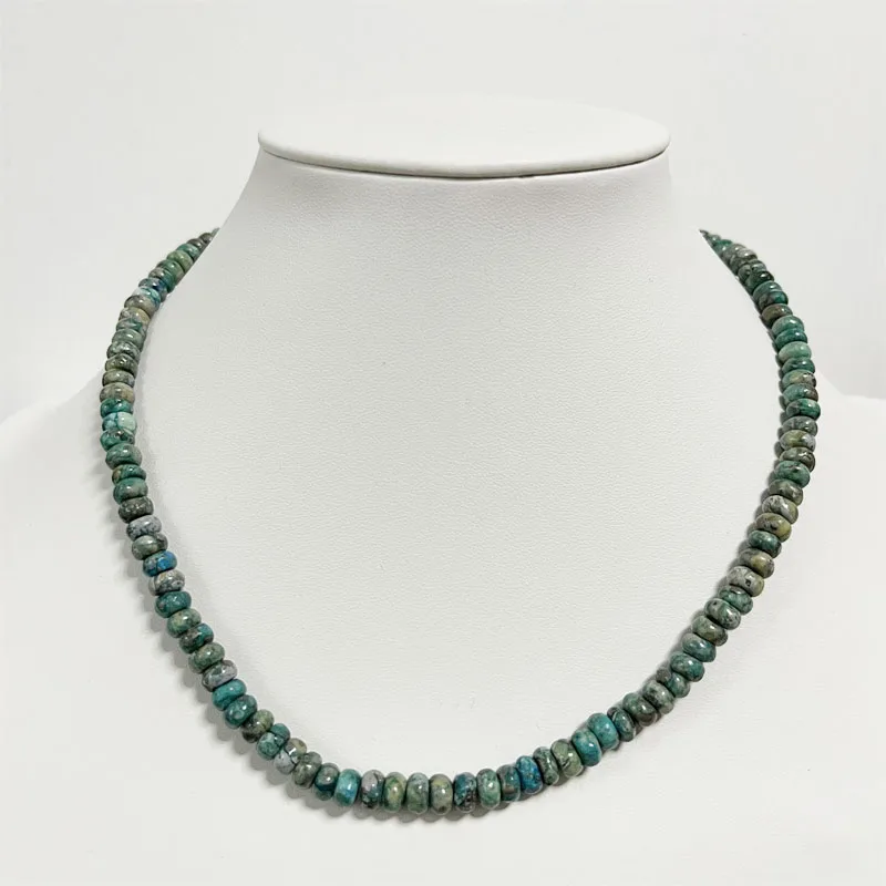 4*6MM Oval Copper Turquoise Stone Necklace Stainless Steel Chain Natural Gemstone Women Jewelry Buckle Chocker