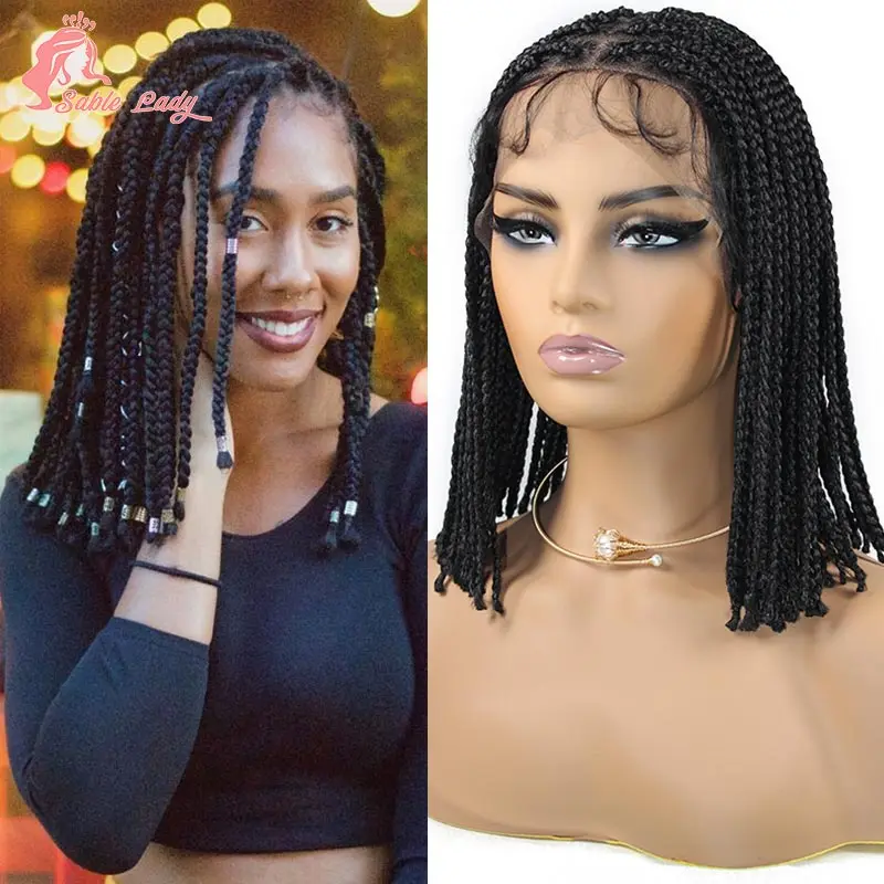 Short Synthetic Wigs For Women 10" Classic Durable Short Bob Full Lace Frontal Small Box Braided Wigs Cool Hair Light Weight