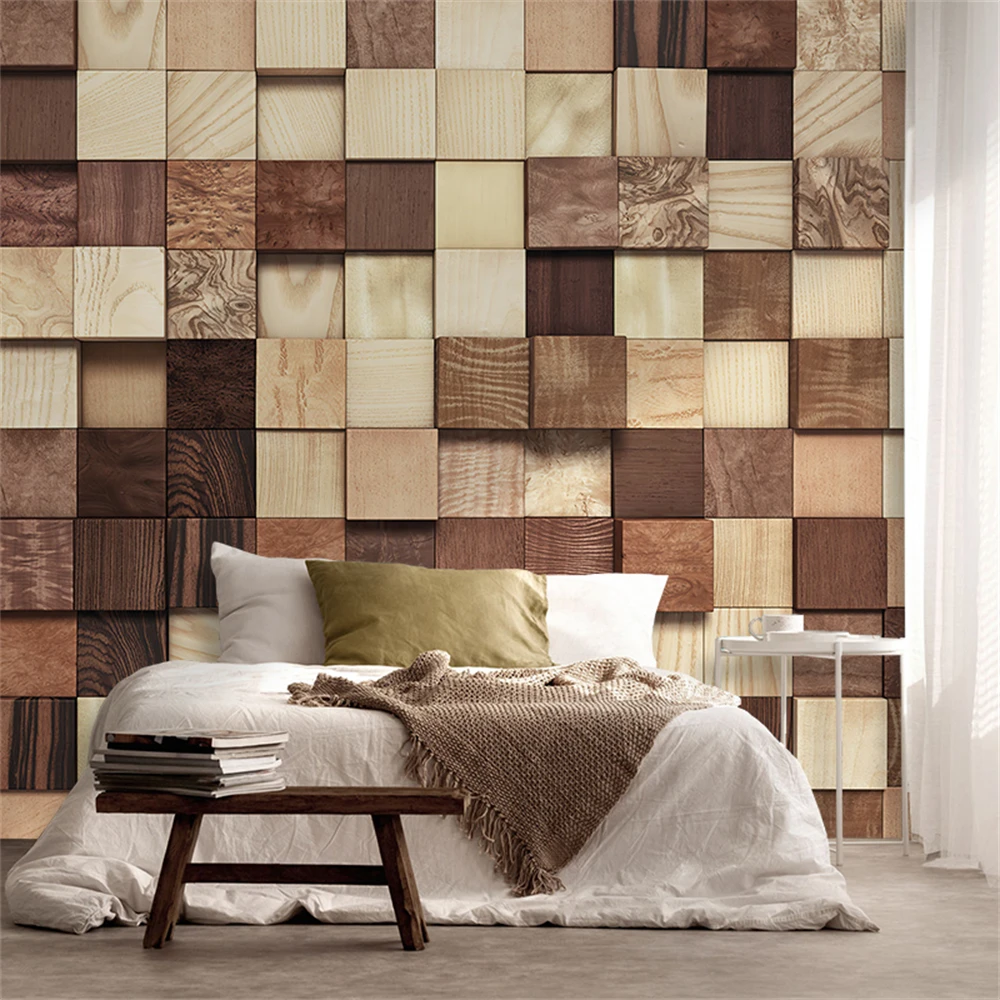 Custom Nordic Simple Geometric Wood Grain Wallpaper for Living Room Bedroom Home Decor Background Wall Painting Wall Paper
