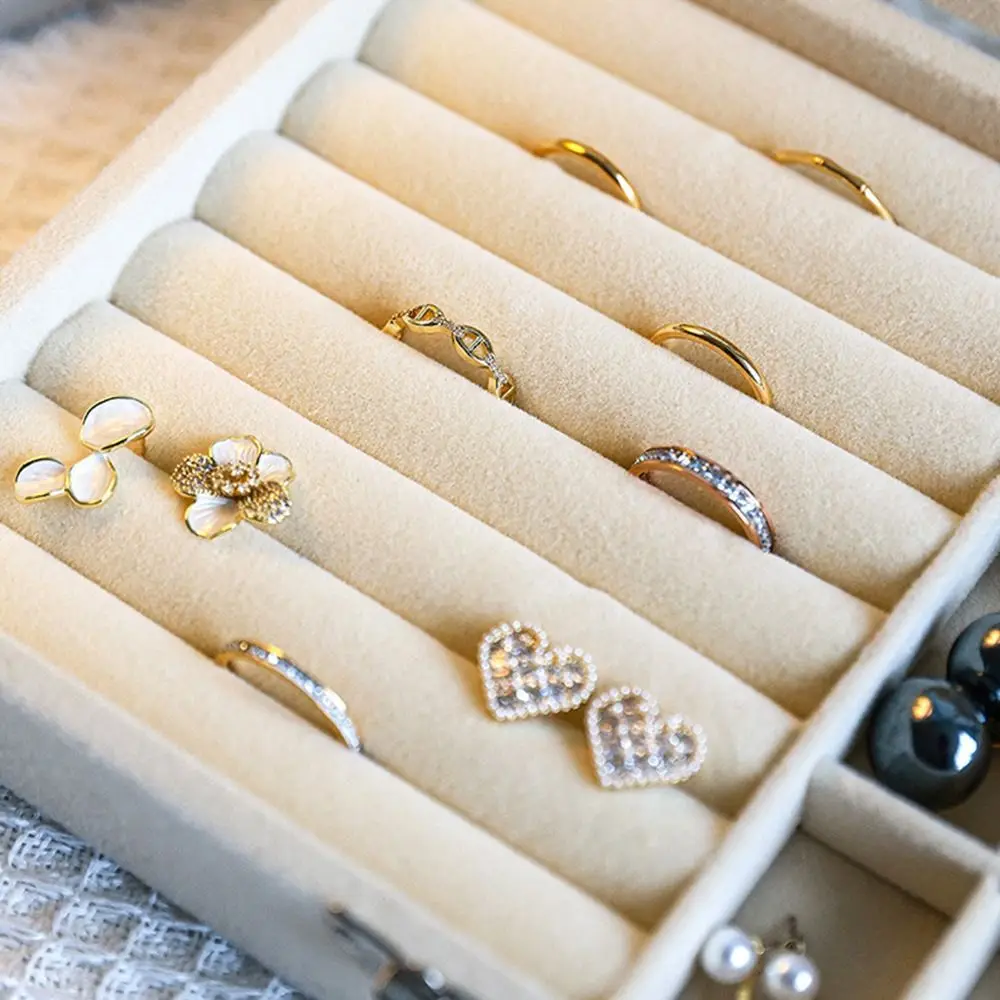 Large Capacity Jewelry Storage Box Dustproof 3/9/24 Grids Portable Earring Organizer INS Space Saving Divided Necklace Tray