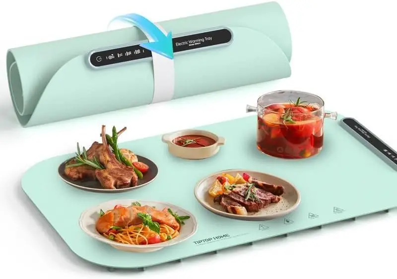 

Electric Warming Tray with 3 Adjustable Temperature, Foldable Warming Mat for Food Features Full Surface Heating & Portable, Foo