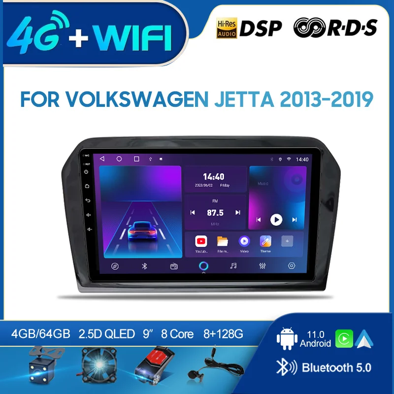 

QSZN ДЛЯ VOLKSWAGEN JETTA 2013-2019 2 din Android 12.0 Автомобильный радиоприемник Мультимедийный видеоплеер GPS-навигация 4G Carplay головное устройство