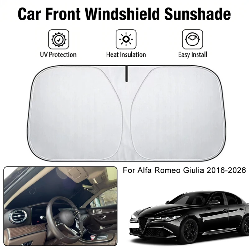 

Car Front Windshield Sunshade Cover For Alfa Romeo Giulia 2016-2026 UV Block Heat Insulation Auto Interior Accessories