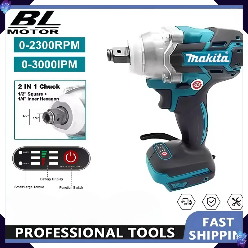 

Makita Brushless Electric Wrench Impact Wrench DTW600 Cordless Auto Repair Power Tools High Torque Rechargeable Tool