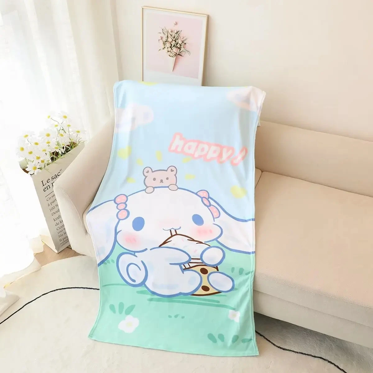 Kawaii My Melody Kuromi Cinnamoroll Beach Towel Cartoon Anime Girl Heart Cute Children Bath Towel for Swimming Pool Travel Yoga