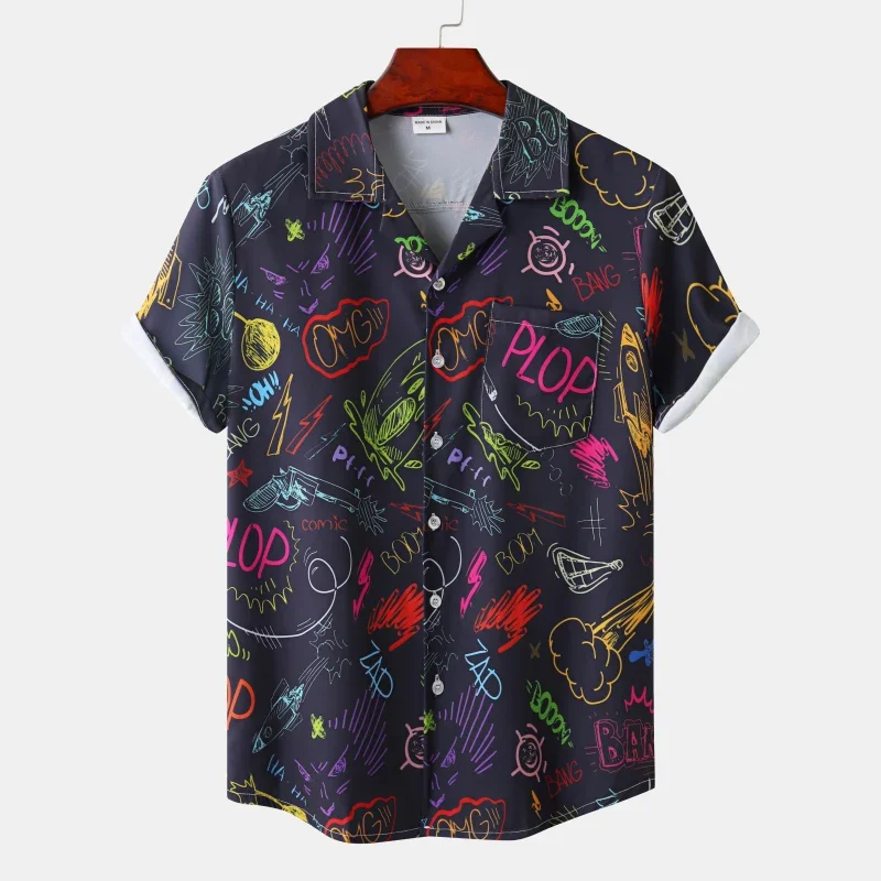 Summer Rainbow Men\'s Vocation Lapel Camisa Oversized Hawaiian Shirts 3d Print Fashion Men Women Beach Short Sleeve Blouse Boys