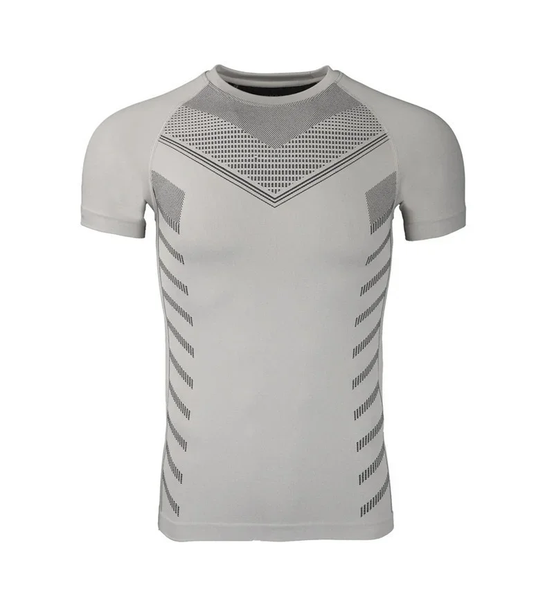 Schnelltrocknendes Fitness-Kurzarmshirt für Herren, Sommer-Lauf-Sport-Kompressionsshirt, atmungsaktiv und elastisch – Detail 12