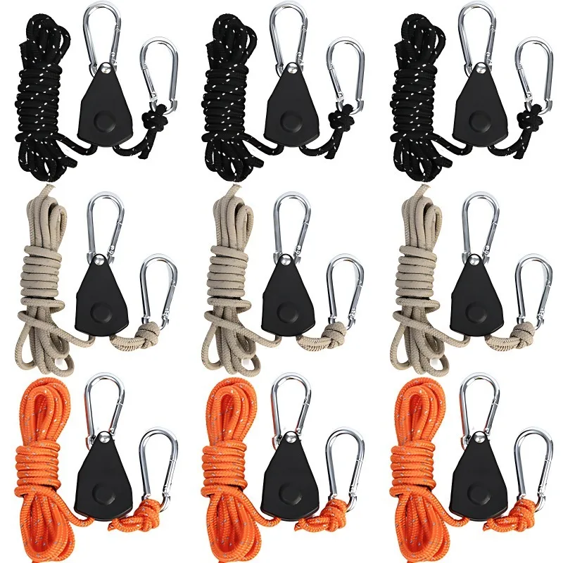 1/4pcs Tent Rope Hanger Pulley Hook Adjustable Lanyard Hanging Secure Non Slip for Camping Equipment Outdoor Tent Accessories