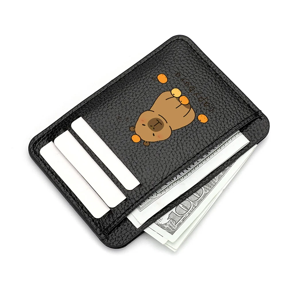Kreditkartenetui aus PU-Leder, personalisierbar, schlankes Portemonnaie, niedliches Capybara-Muster, Mini-Kreditkartenetui für Damen – Detail 9