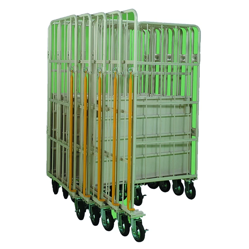 Box Pallet Steel Bottom Plate Warehouse Logistics Storage Folded Metal Base Roll Cage Trolley