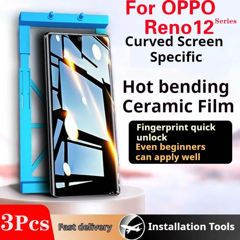 Reno12Pro Privacy Curved Screen Protector For OPPO Reno12 Pro Ceramic Film Reno 12Pro Soft HD Anti-Peeping Full Screen Coverage