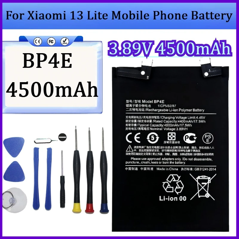 

New 3.89V 4500mAh BP4E High Quality Battery for Xiaomi 13 Lite Replacement Mobile Phone Battery