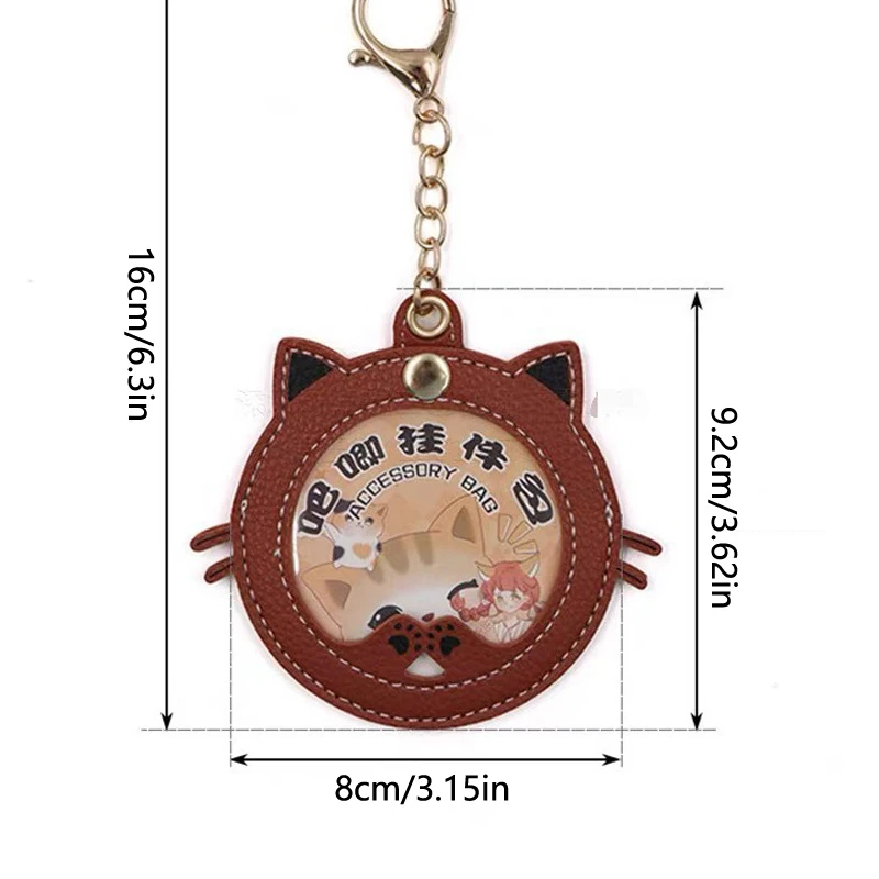 Cartoon Cat Badge Holder Keychian Anime Peripheral Badge Pendant 58 Mm Transparent Window Badge Display Protector Bag Ornaments