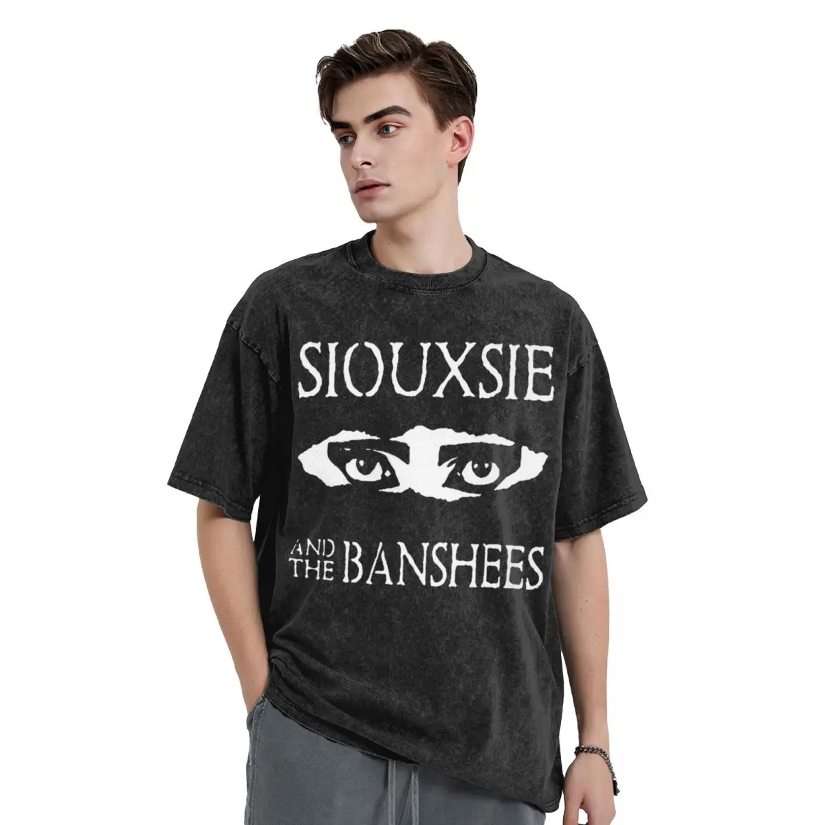 Washed T Shirts Band British Rock Music Punk Hip Hop T-Shirt Oversize Siouxsie And The Banshees Streetwear 100% Cotton Printed