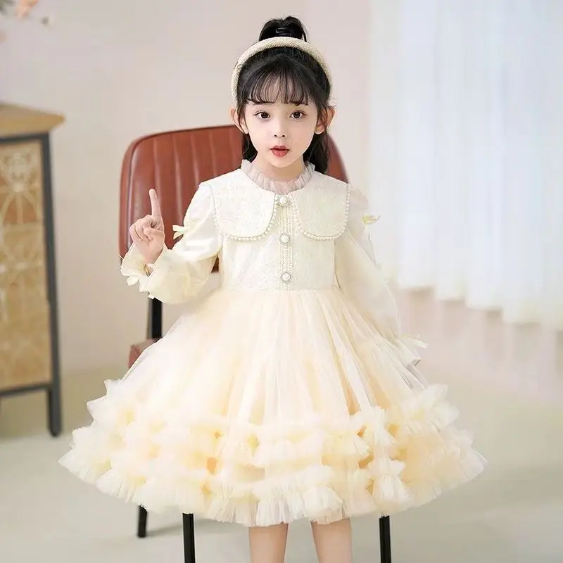 Birthday Dress for girls 3 to 8 years 2024 Autumn Popular Performance Costume Princess Tutu Clothes