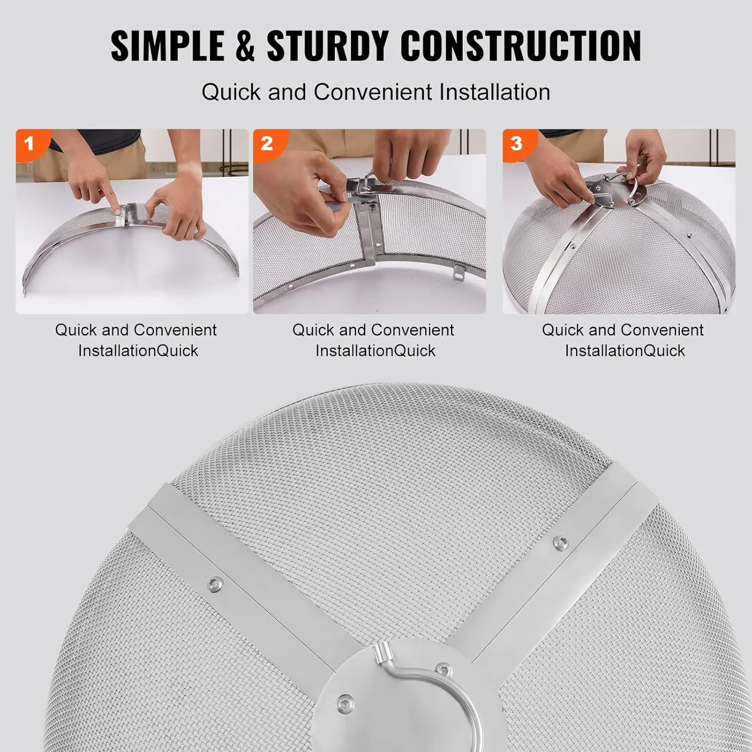 شاشة Fire Pit Spark مستديرة 20 بوصة، غطاء معدني من الفولاذ عالي التحمل، غطاء Firepit خارجي، أغطية شاشة علوية سهلة الفتح Ro #5