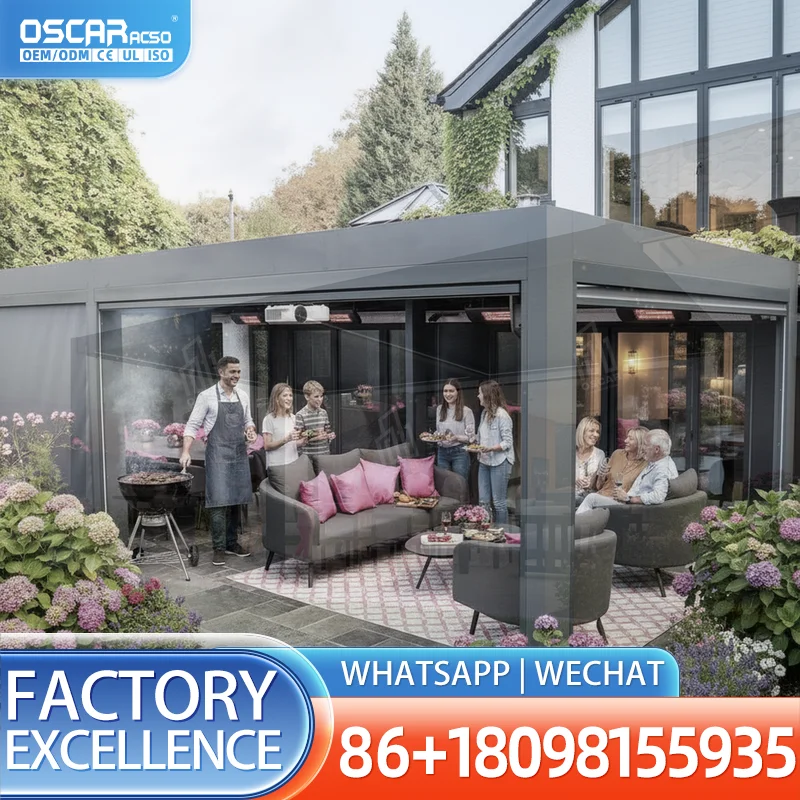 Motorised Outdoor Louvered Roof for Garden Patio with Waterproof Feature Suitable for Backyards Courtyards and Patios pergola