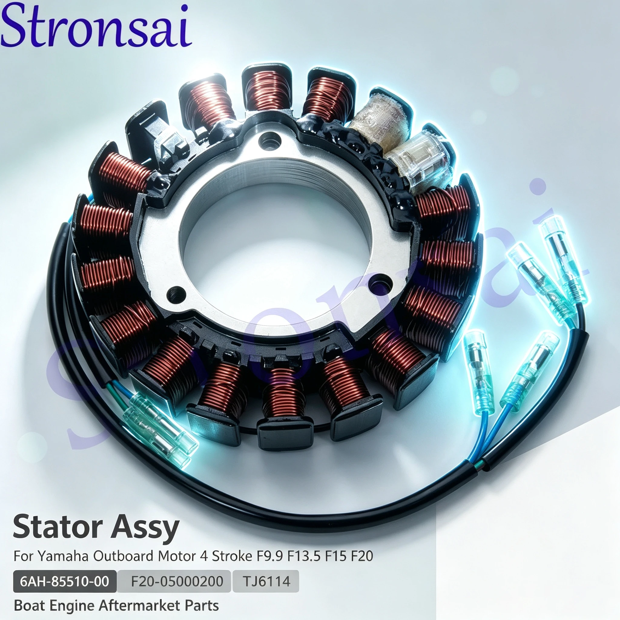 Boat Engine Stator Assy 6AH-85510-00 For Yamaha Outboard Motor 4 Stroke F9.9 F13.5 F15 F20 F20-05000200 TJ6114 Aftermarket Parts