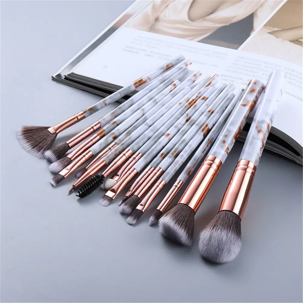 15pcs Marble makeup brushes set powder brush eye shadow brush eyelash brush fan brush set make up brushes makeup tools